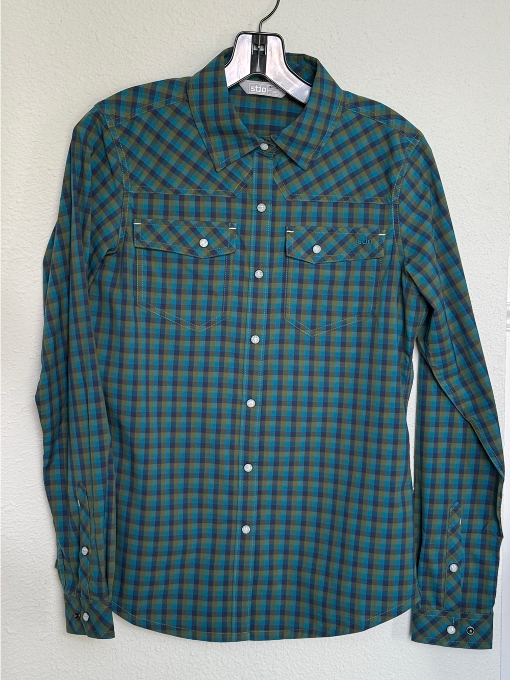 NWOT Stio Women’s Teal, Olive & Blue Pearl Snap Active Shirt